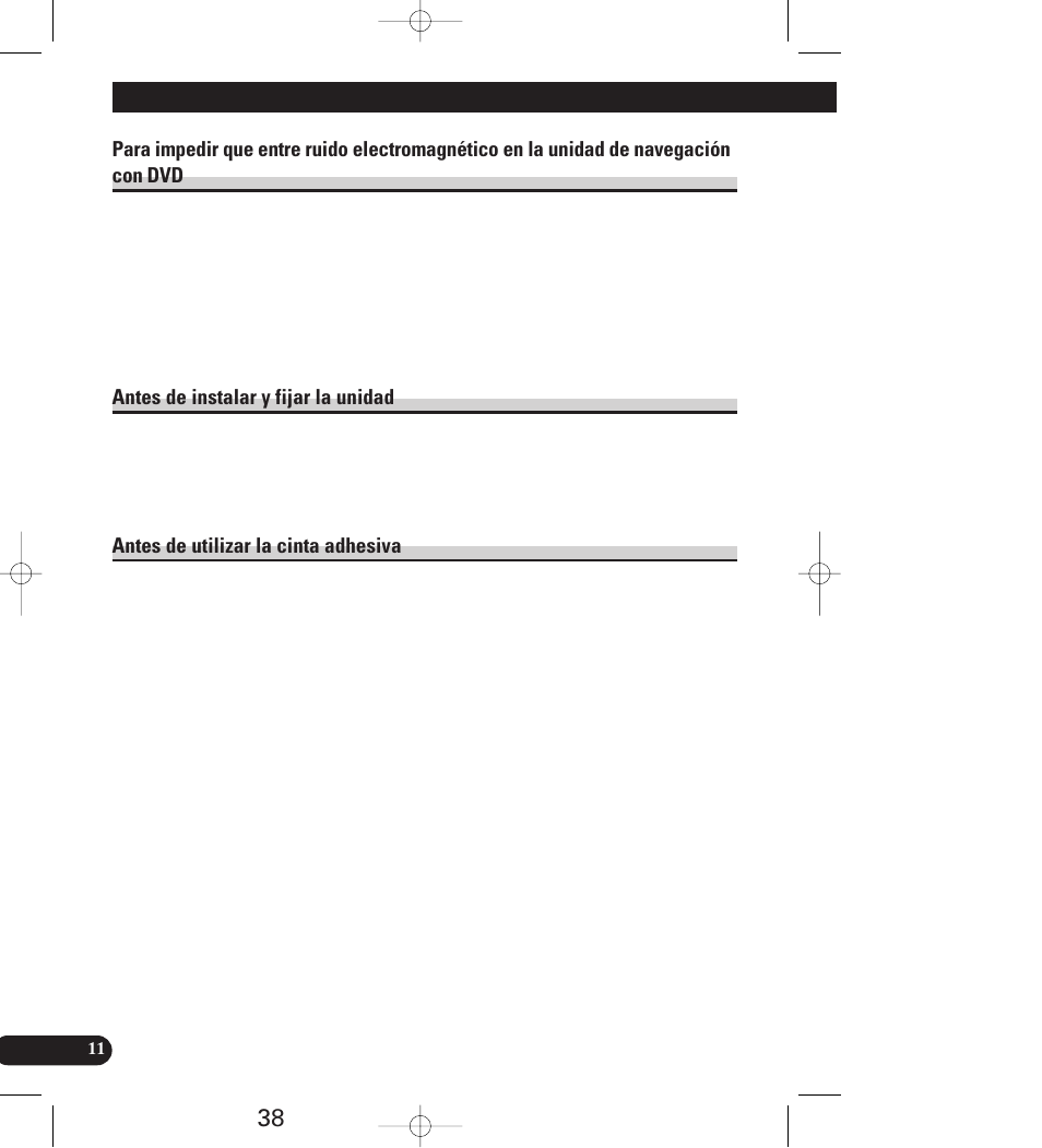 Para impedir que entre ruido, Instalación | Pioneer AVIC-70D User Manual | Page 38 / 158