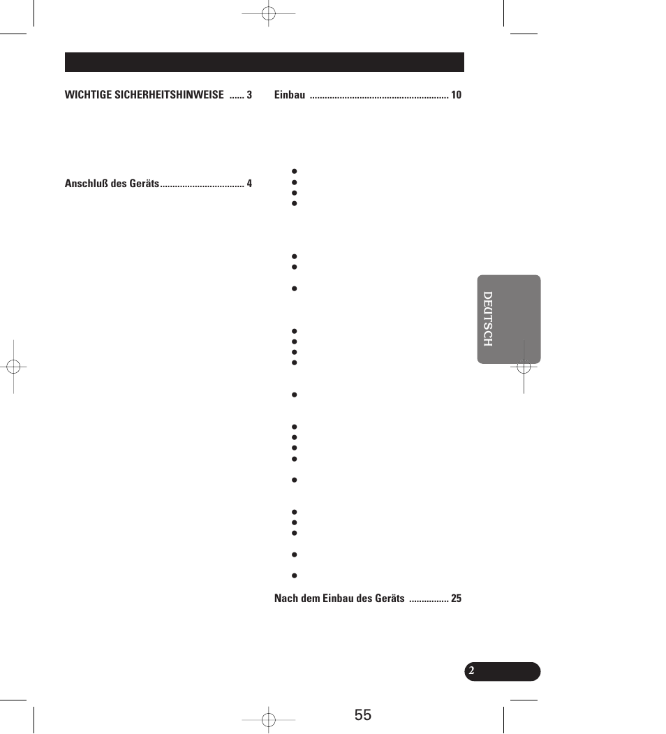 Inhalt, Wichtige sicherheitshinweise, Anschluß des geräts | Einbau | Pioneer AVIC-70D User Manual | Page 55 / 158
