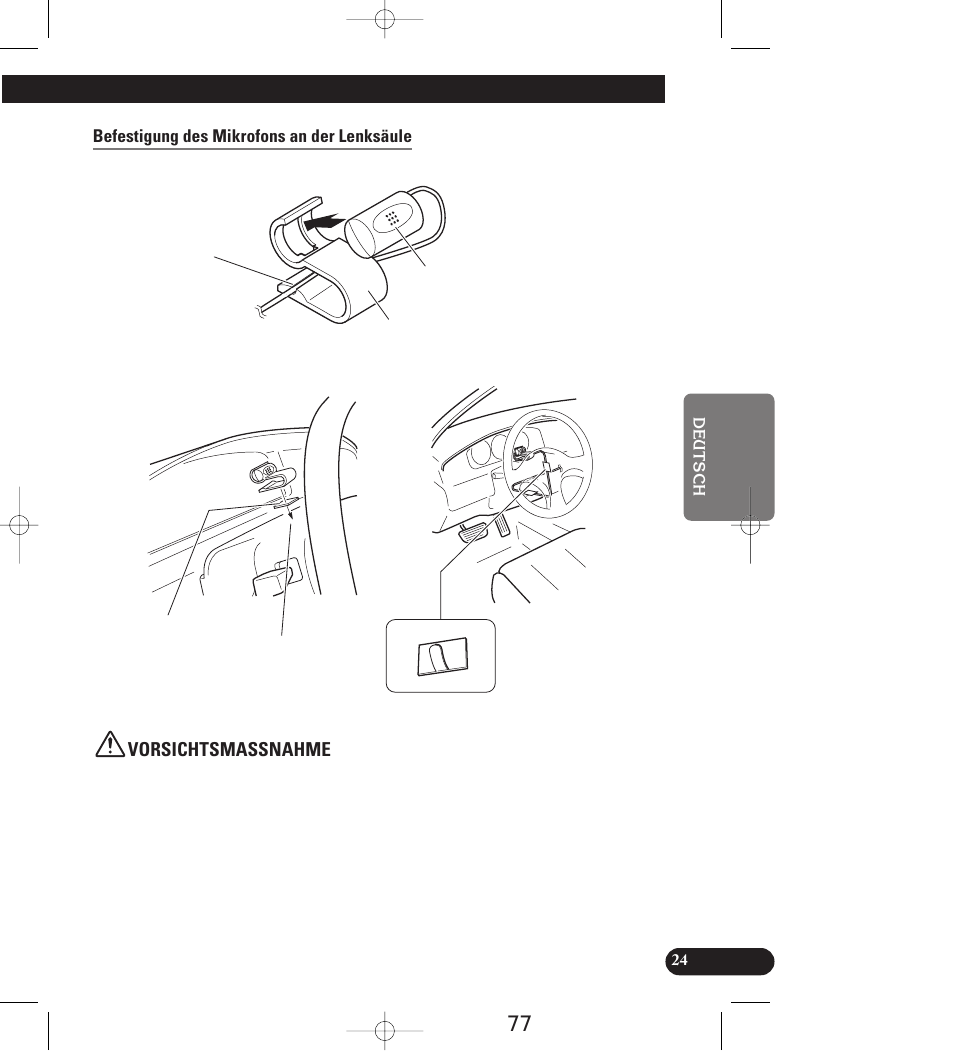 Befestigung des mikrofons an der lenksäule, Vorsichtsmassnahme | Pioneer AVIC-70D User Manual | Page 77 / 158