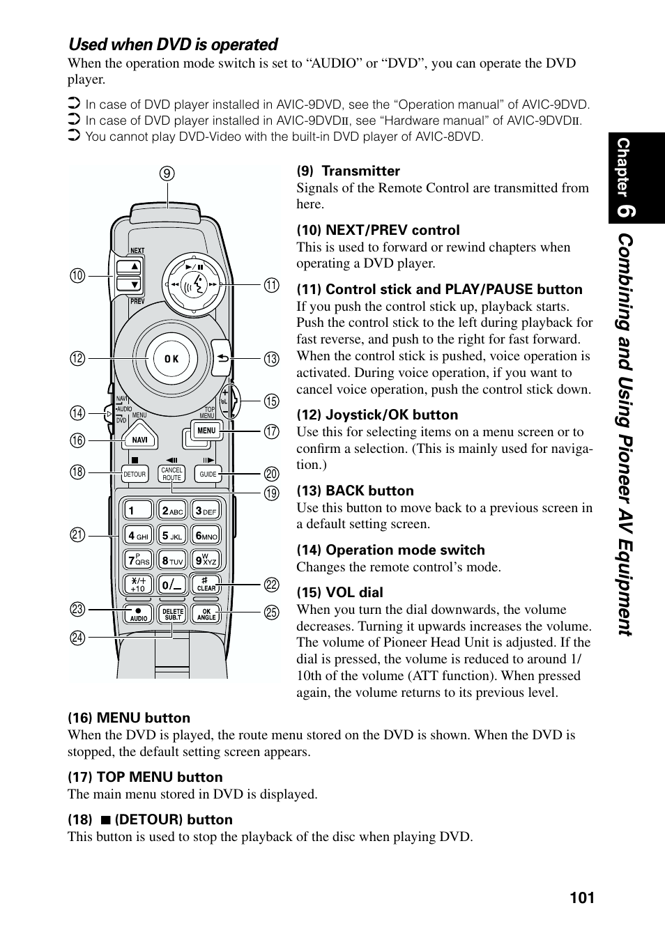 Combining and using pioneer a v equipment, Used when dvd is operated | Pioneer AVIC-60D-2 User Manual | Page 103 / 188