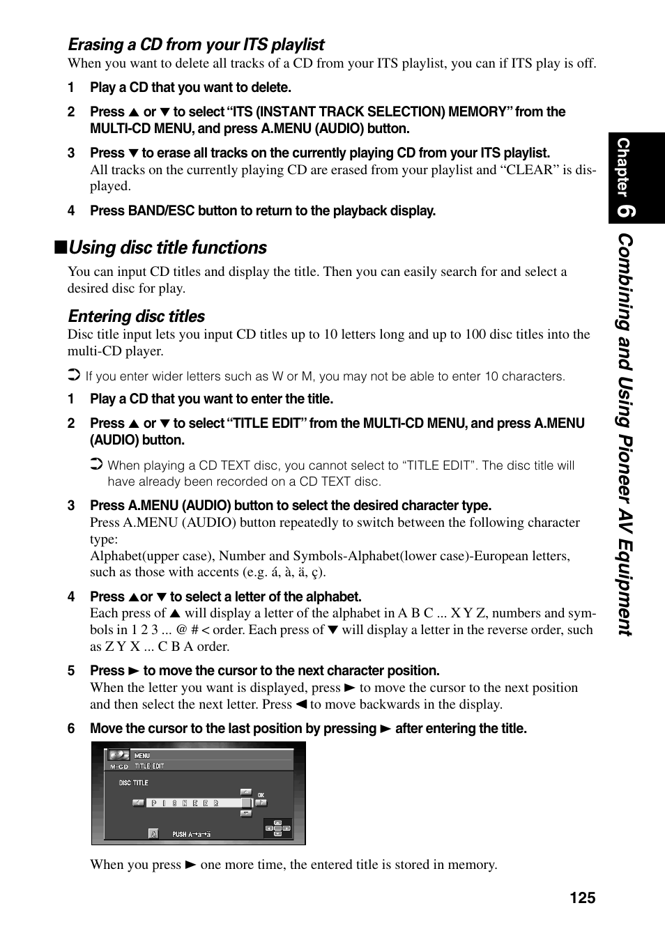 Using disc title functions, Combining and using pioneer a v equipment | Pioneer AVIC-60D-2 User Manual | Page 127 / 188