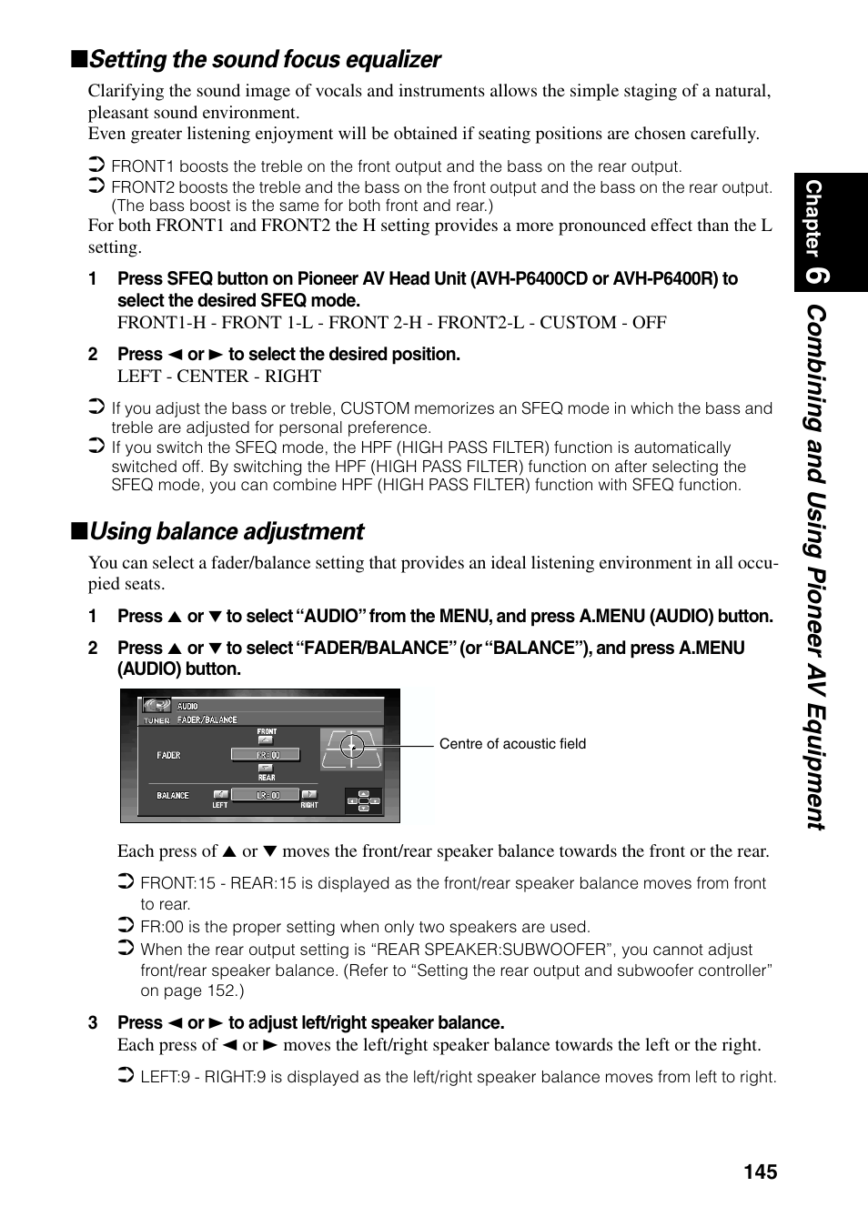 Using balance adjustment | Pioneer AVIC-60D-2 User Manual | Page 147 / 188
