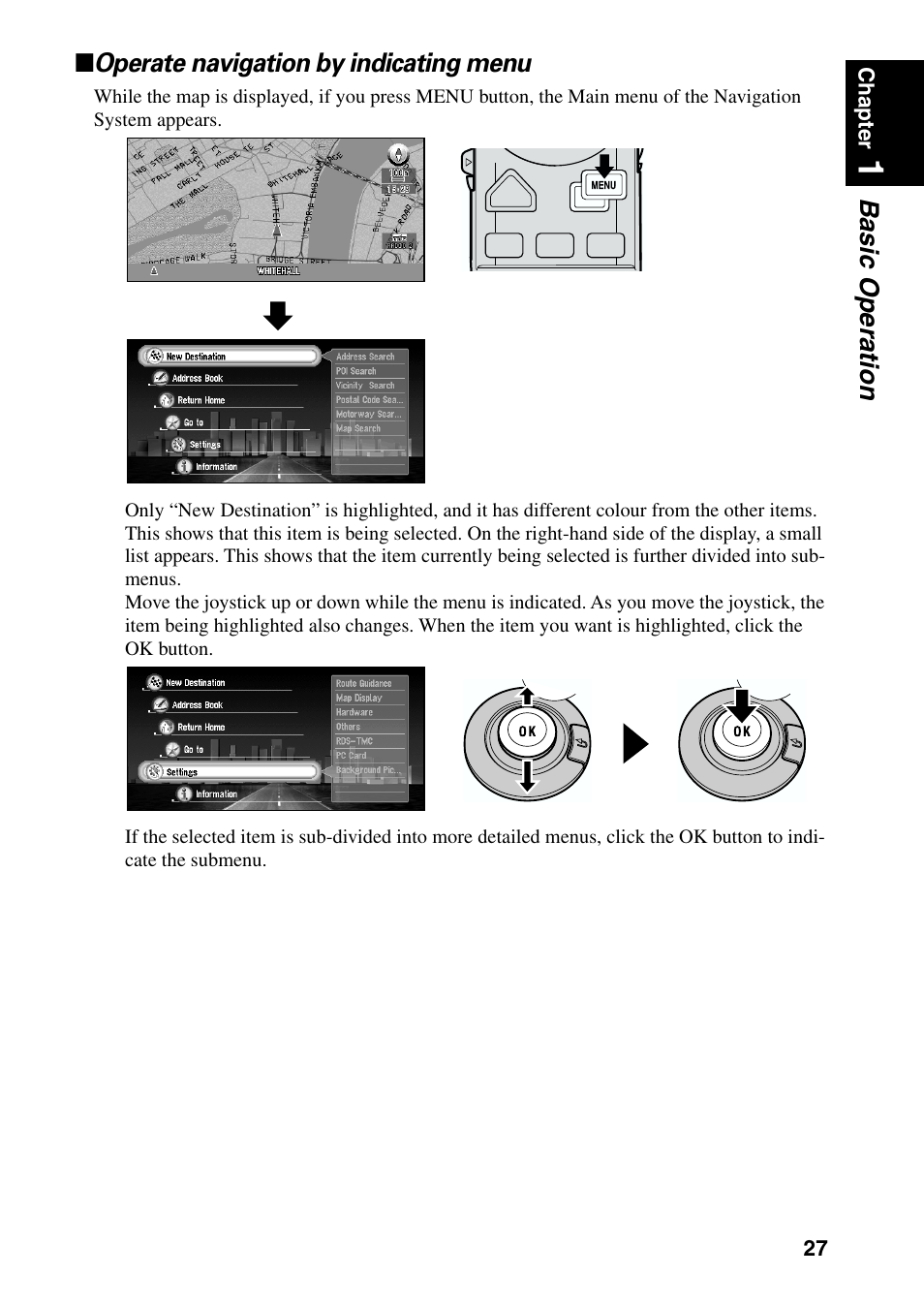 Operate navigation by indicating menu | Pioneer AVIC-60D-2 User Manual | Page 29 / 188