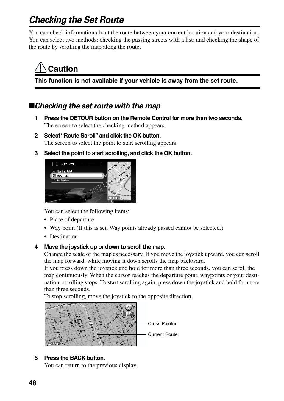 Checking the set route, Checking the set route with the map, Caution | Pioneer AVIC-60D-2 User Manual | Page 50 / 188