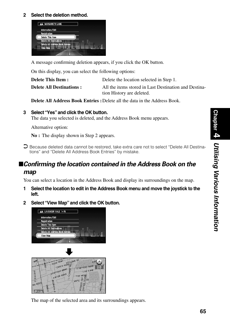 Utilising v arious inf ormation | Pioneer AVIC-60D-2 User Manual | Page 67 / 188