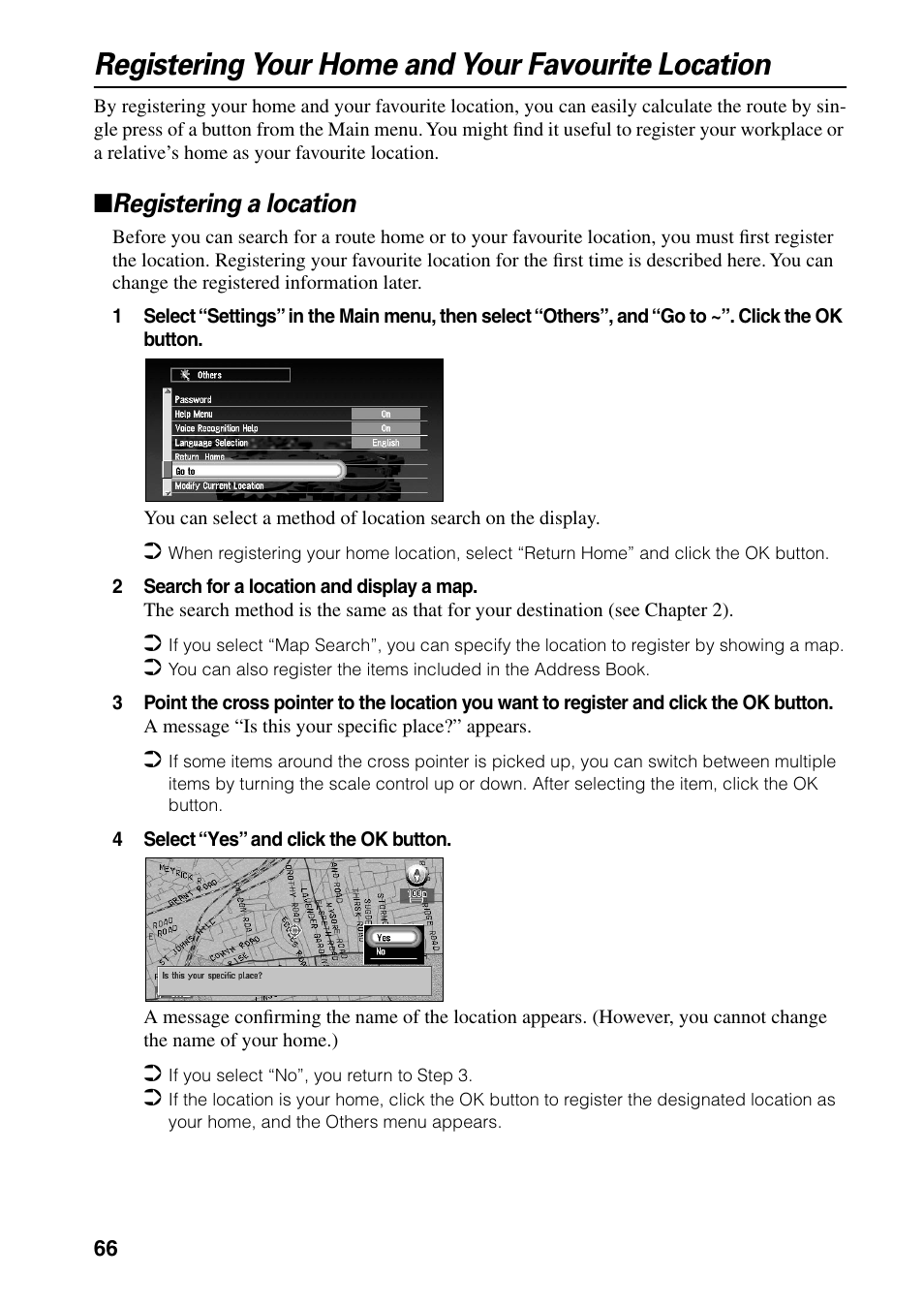 Registering your home and your favourite location, Registering a location | Pioneer AVIC-60D-2 User Manual | Page 68 / 188