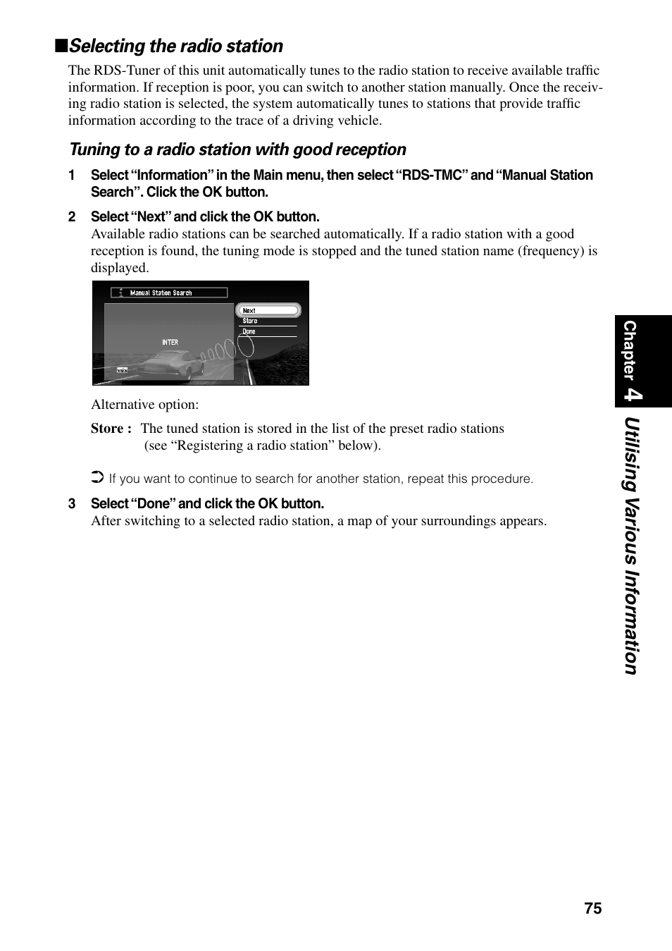 Selecting the radio station | Pioneer AVIC-60D-2 User Manual | Page 77 / 188