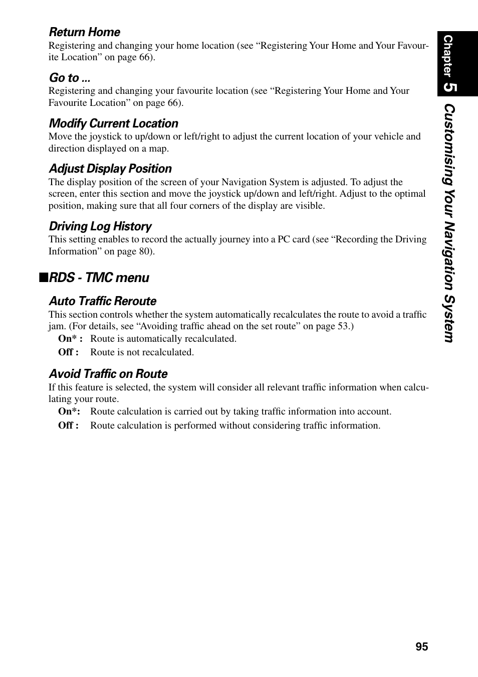 Rds - tmc menu, Customising y our na vigation system | Pioneer AVIC-60D-2 User Manual | Page 97 / 188