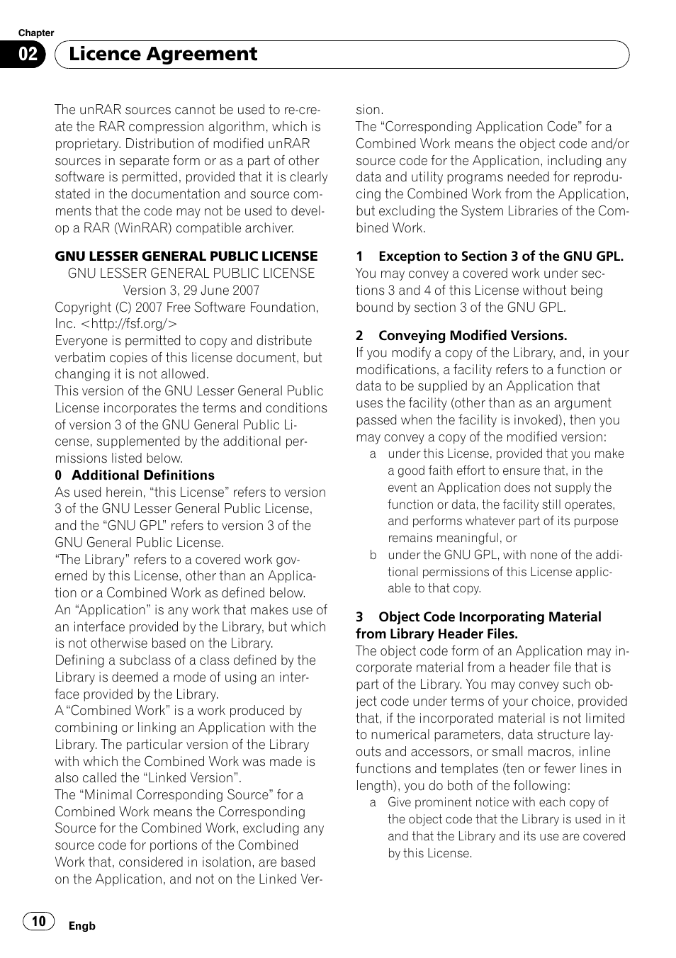 Licence agreement | Pioneer CNSD-150FM User Manual | Page 10 / 24