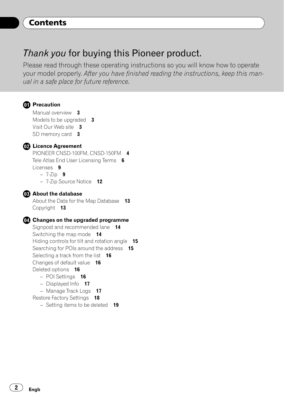 Pioneer CNSD-150FM User Manual | Page 2 / 24