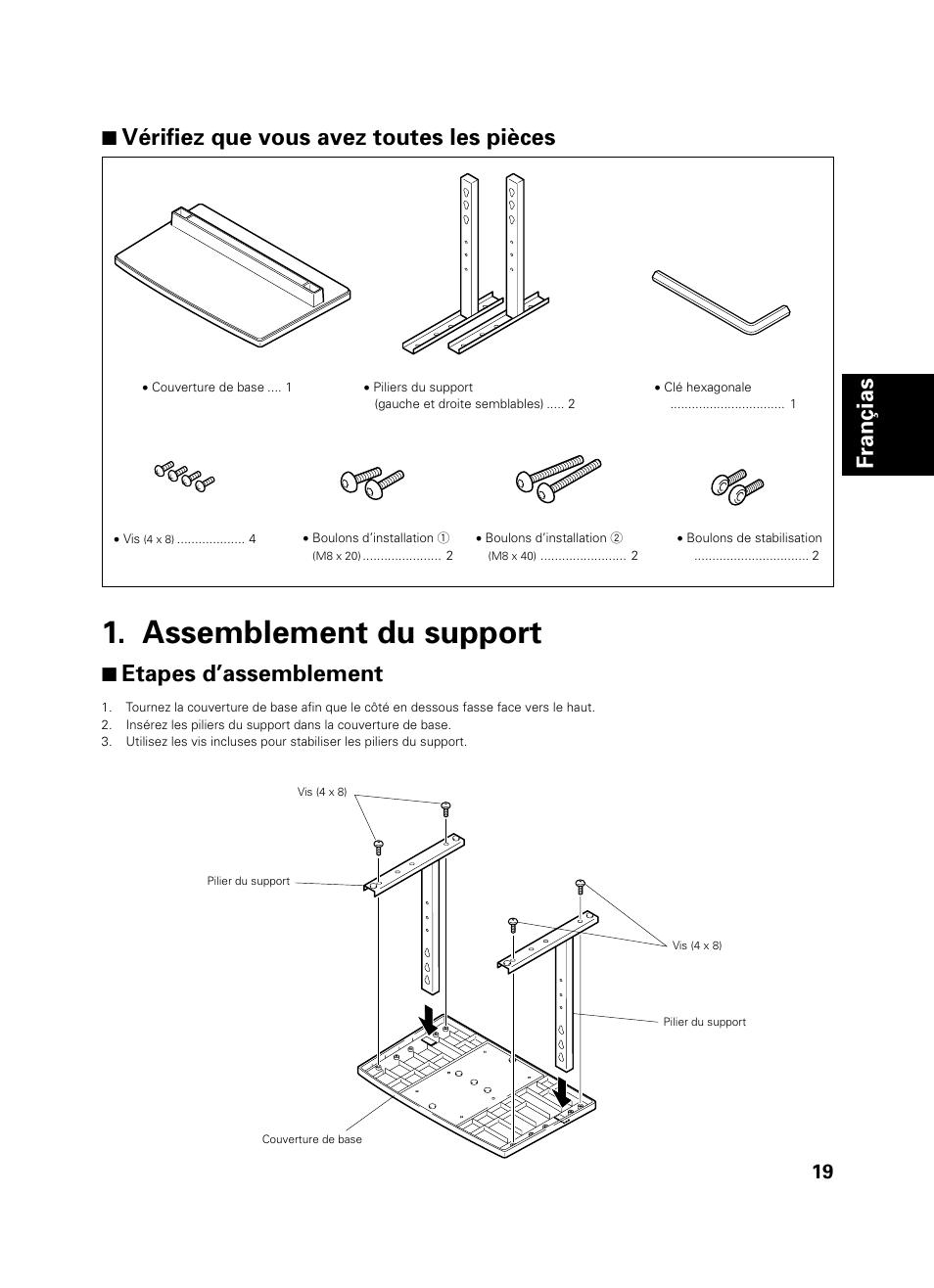 Assemblement du support, 7 etapes d’assemblement | Pioneer PDK-TS01 User Manual | Page 19 / 74