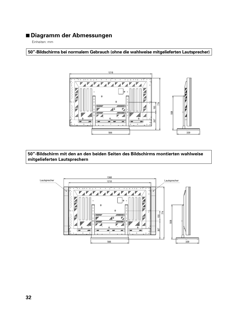 7 diagramm der abmessungen | Pioneer PDK-TS01 User Manual | Page 32 / 74