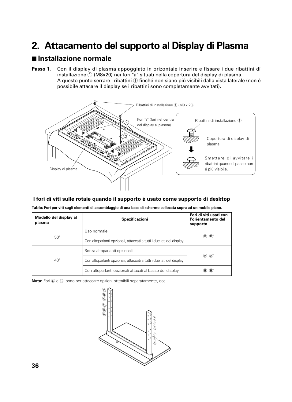 Attacamento del supporto al display di plasma, 7 installazione normale | Pioneer PDK-TS01 User Manual | Page 36 / 74