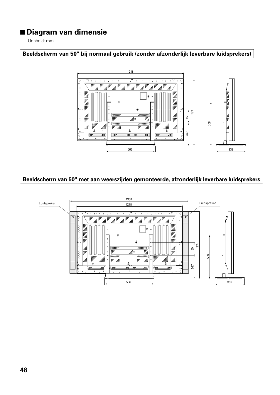7 diagram van dimensie | Pioneer PDK-TS01 User Manual | Page 48 / 74