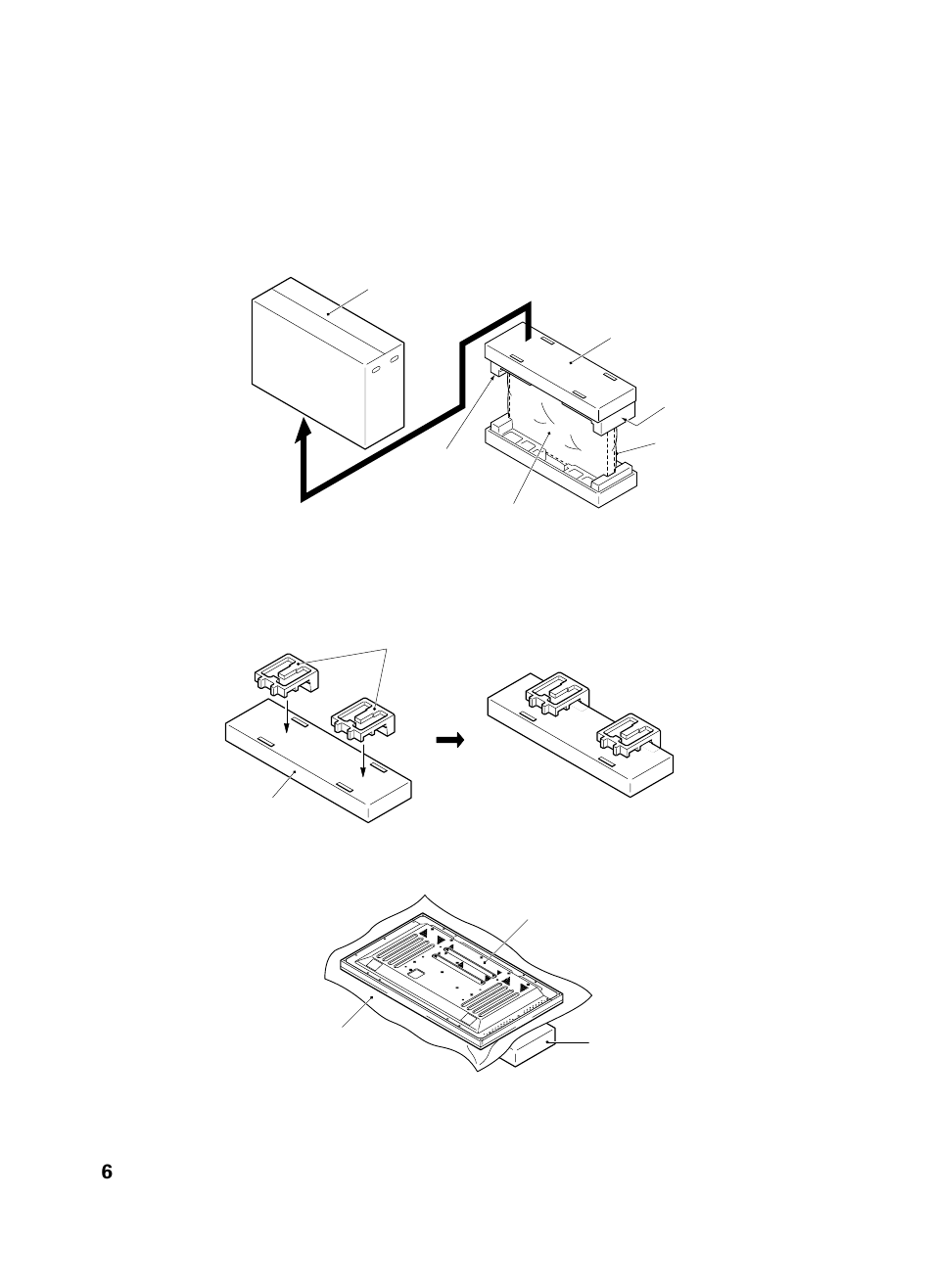 プラズマディスプレイ本体の梱包材を置台として使用する方法 (イラストは50型のものです | Pioneer PDK-TS01 User Manual | Page 6 / 74