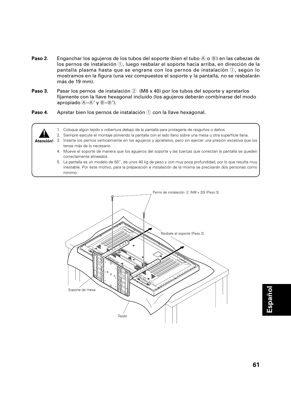 Español | Pioneer PDK-TS01 User Manual | Page 61 / 74