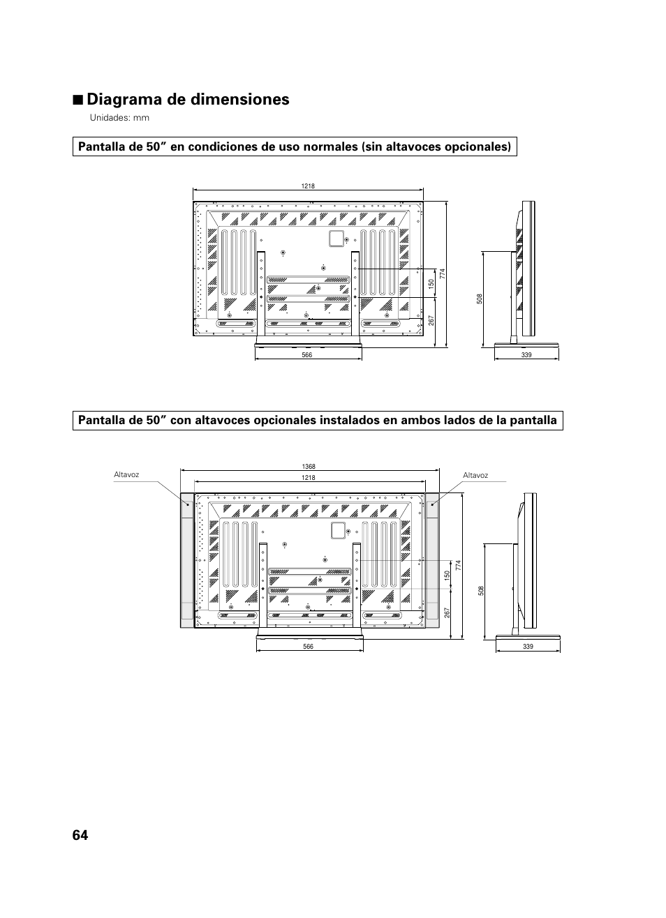 7 diagrama de dimensiones | Pioneer PDK-TS01 User Manual | Page 64 / 74