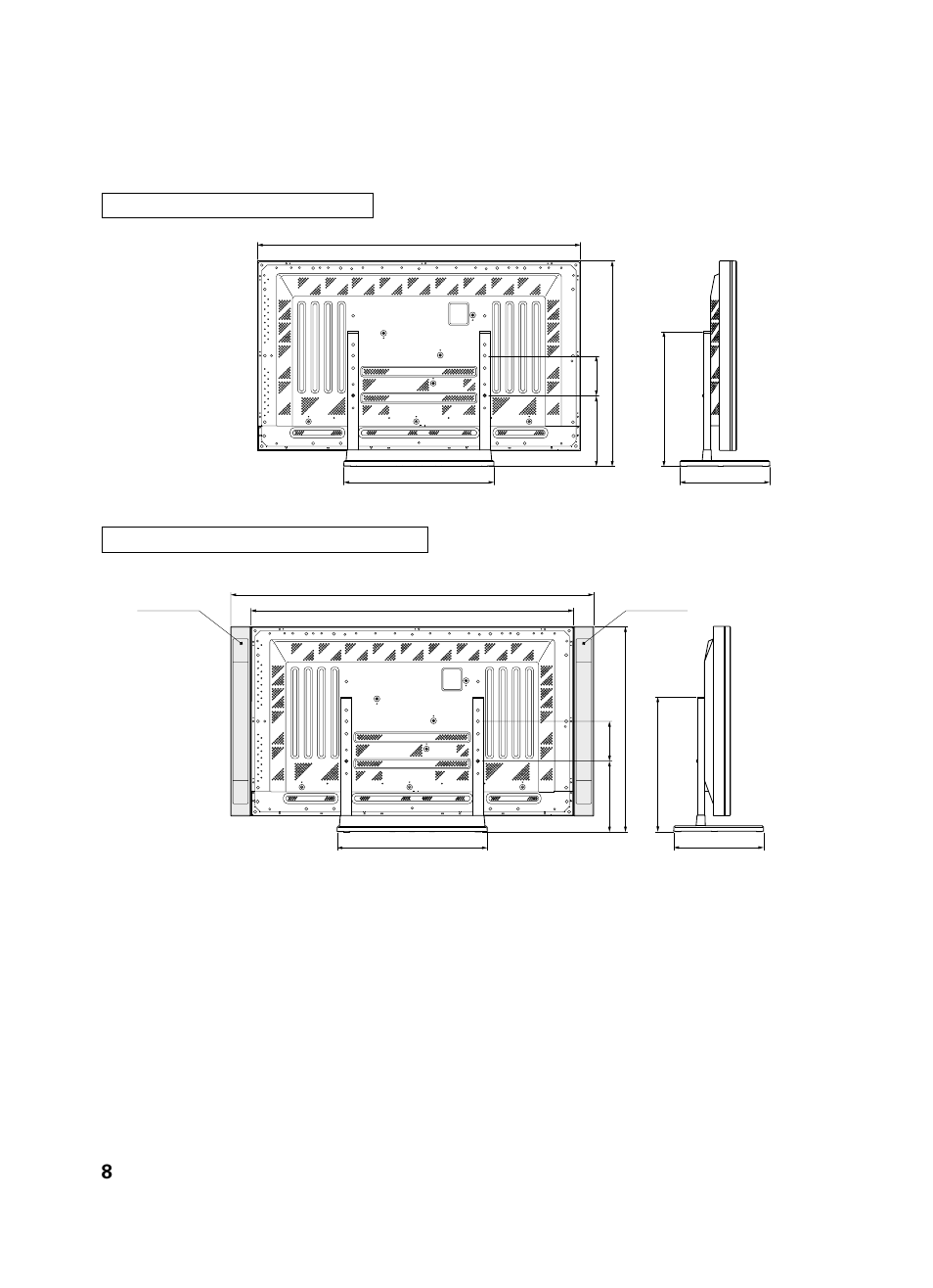 50 型通常使用時（スピーカーなし） 50 型本体両サイドにスピーカー取り付け時 | Pioneer PDK-TS01 User Manual | Page 8 / 74