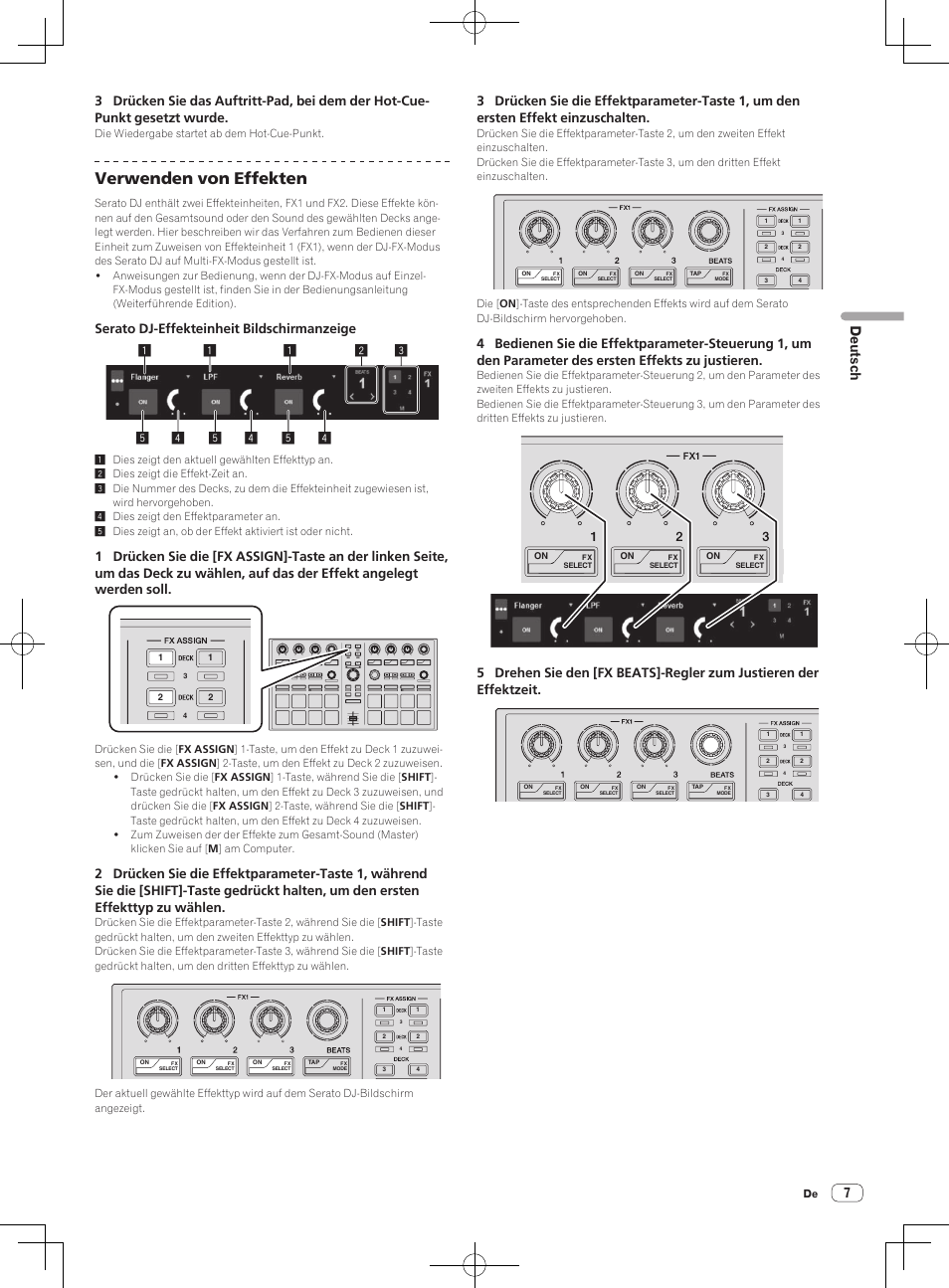 Verwenden von effekten, 7deutsch | Pioneer DDJ-SP1 User Manual | Page 29 / 56