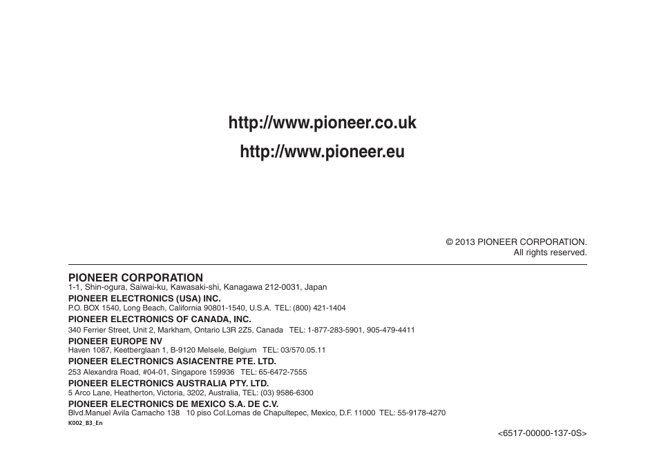 Pioneer P1DAB-S User Manual | Page 30 / 30