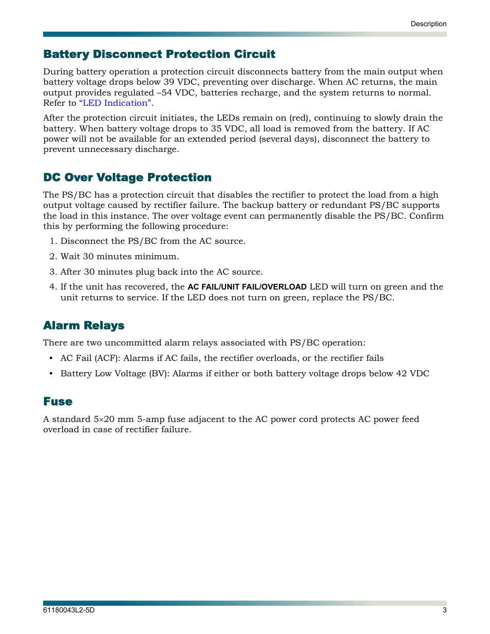 Battery disconnect protection circuit, Dc over voltage protection, Alarm relays | Fuse | ADTRAN 6-Amp Power User Manual | Page 9 / 18