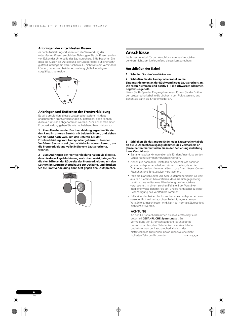 Anschlüsse | Pioneer S-31B-LR-QL User Manual | Page 12 / 58