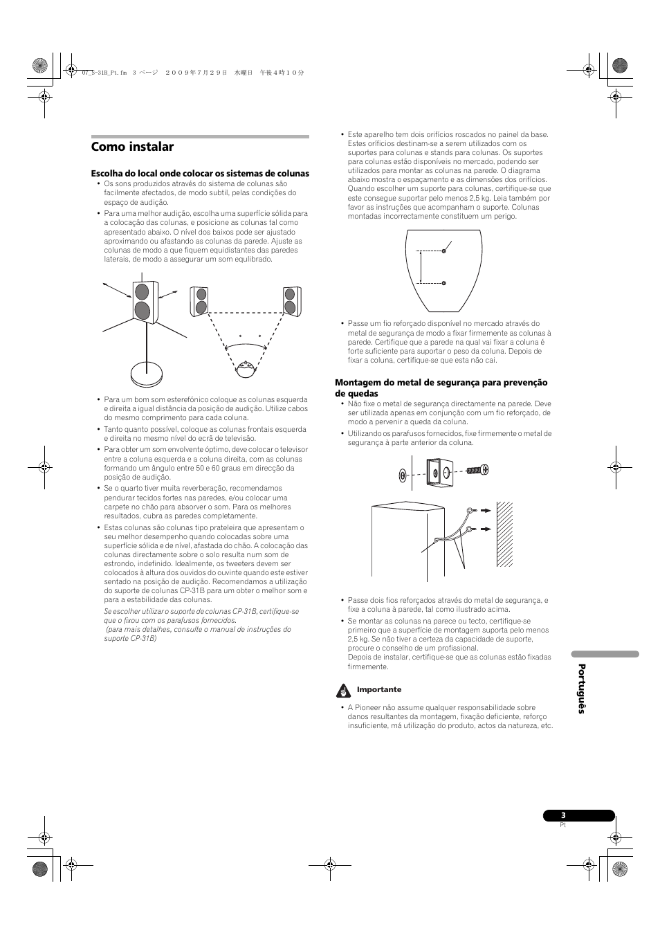 Como instalar | Pioneer S-31B-LR-QL User Manual | Page 27 / 58
