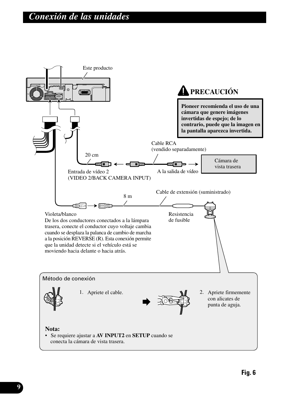 Conexión de las unidades, Precaución | Pioneer AVX-7600 User Manual | Page 22 / 74