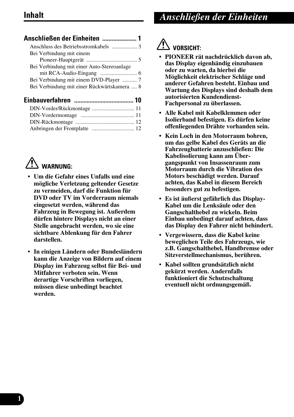 Anschließen der einheiten, Inhalt | Pioneer AVX-7600 User Manual | Page 26 / 74