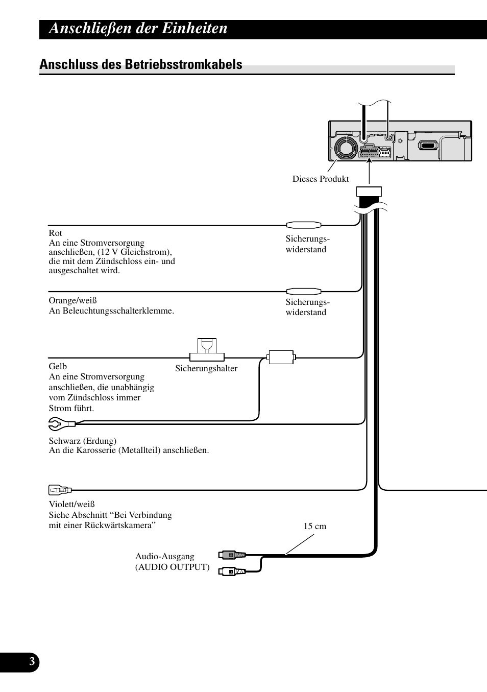 Anschluss des betriebsstromkabels, Anschließen der einheiten | Pioneer AVX-7600 User Manual | Page 28 / 74