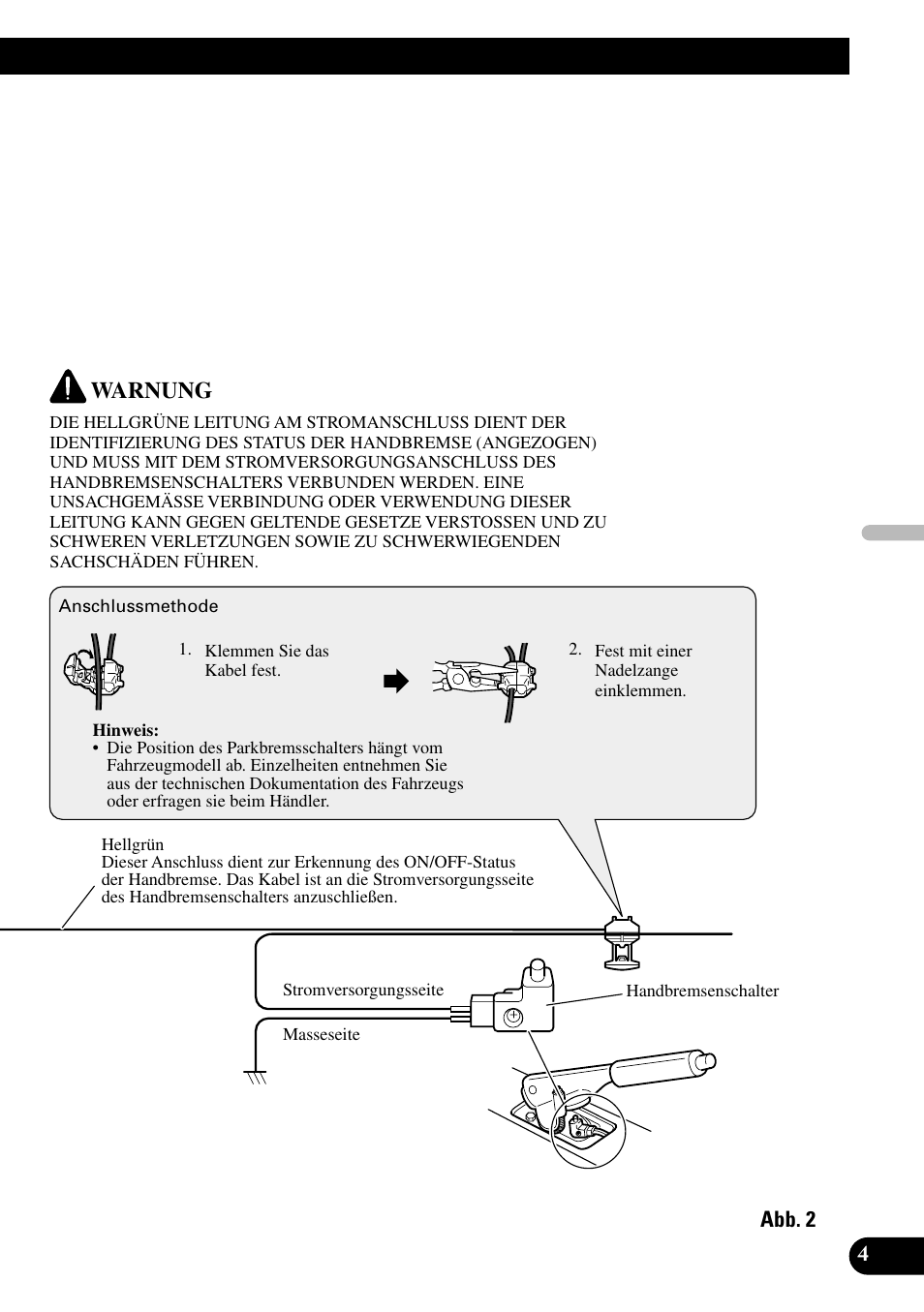 Warnung | Pioneer AVX-7600 User Manual | Page 29 / 74