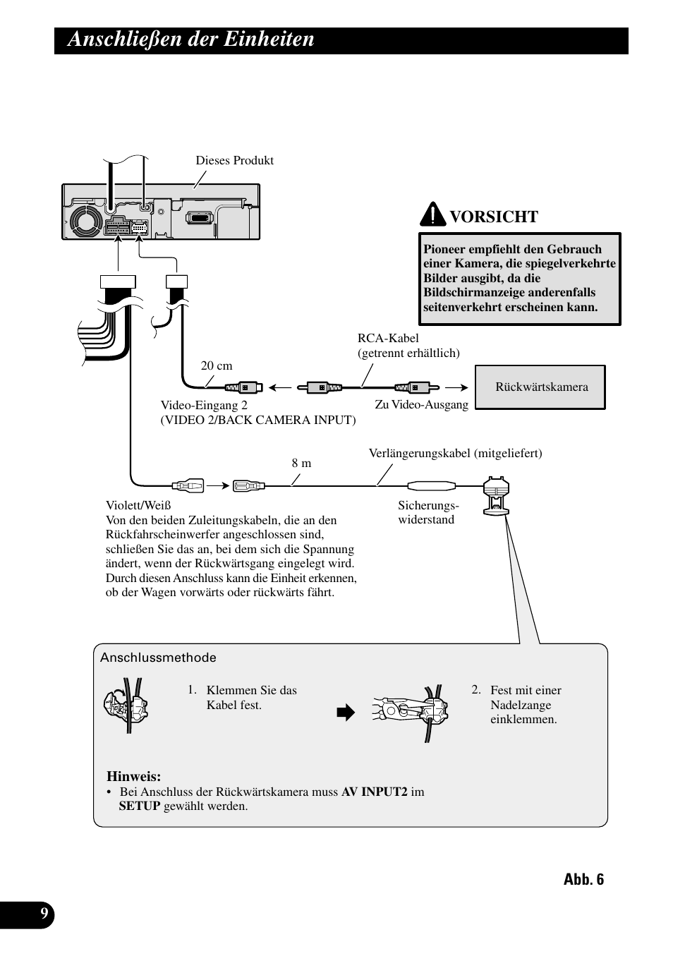 Anschließen der einheiten, Vorsicht | Pioneer AVX-7600 User Manual | Page 34 / 74