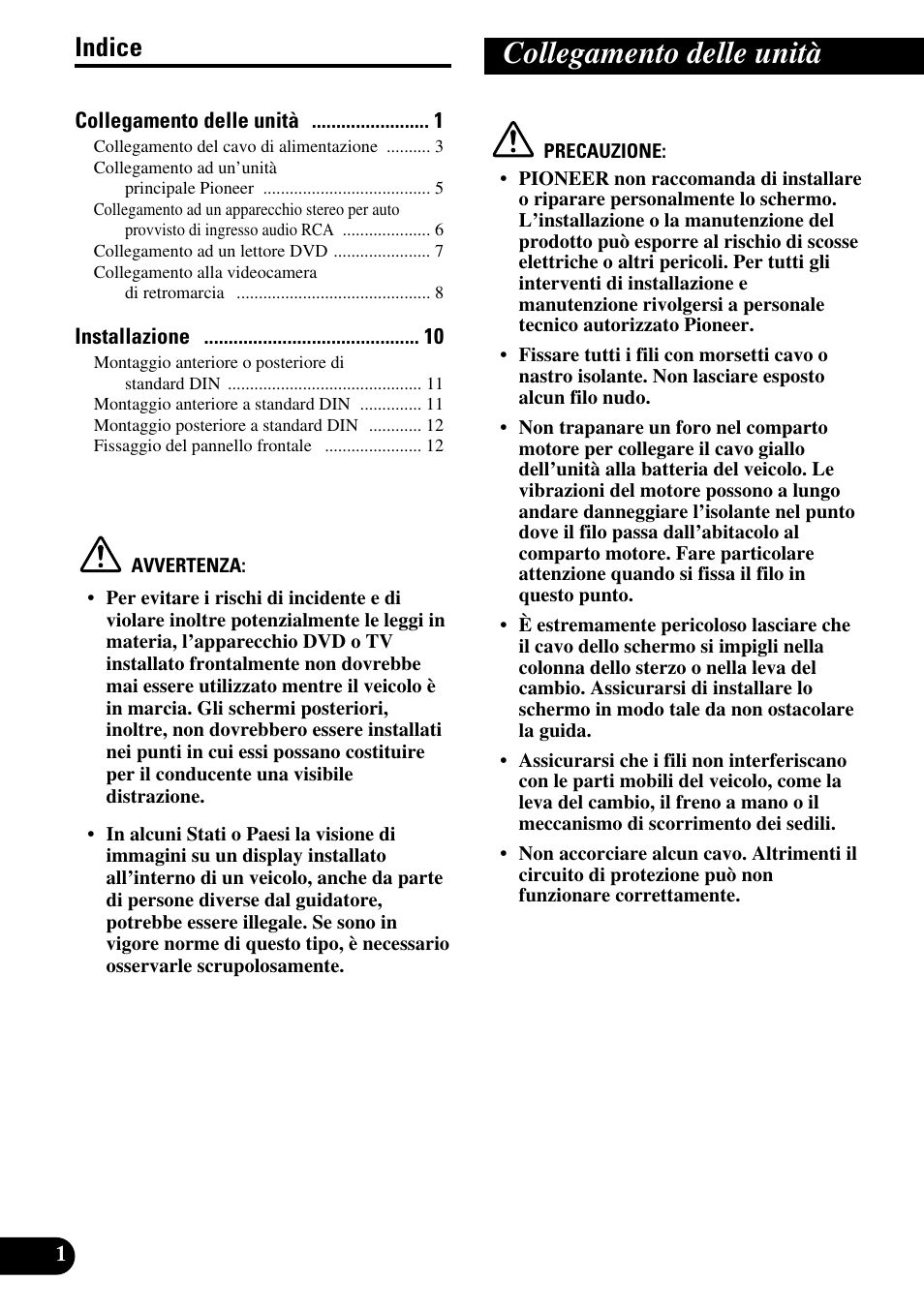 Collegamento delle unità, Indice | Pioneer AVX-7600 User Manual | Page 50 / 74