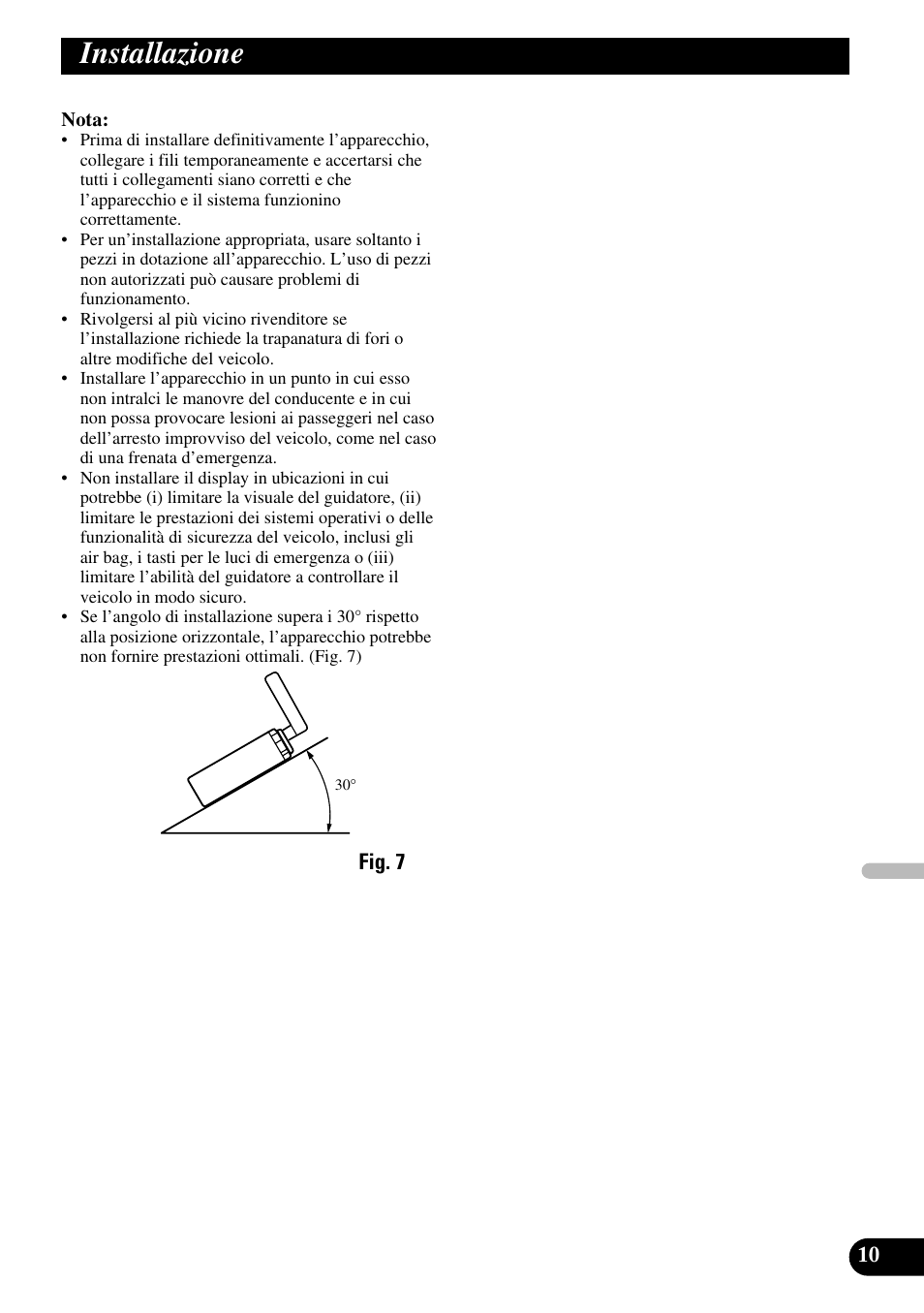 Installazione | Pioneer AVX-7600 User Manual | Page 59 / 74