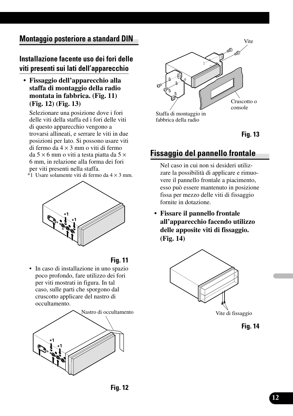 Montaggio posteriore a standard din, Fissaggio del pannello frontale | Pioneer AVX-7600 User Manual | Page 61 / 74