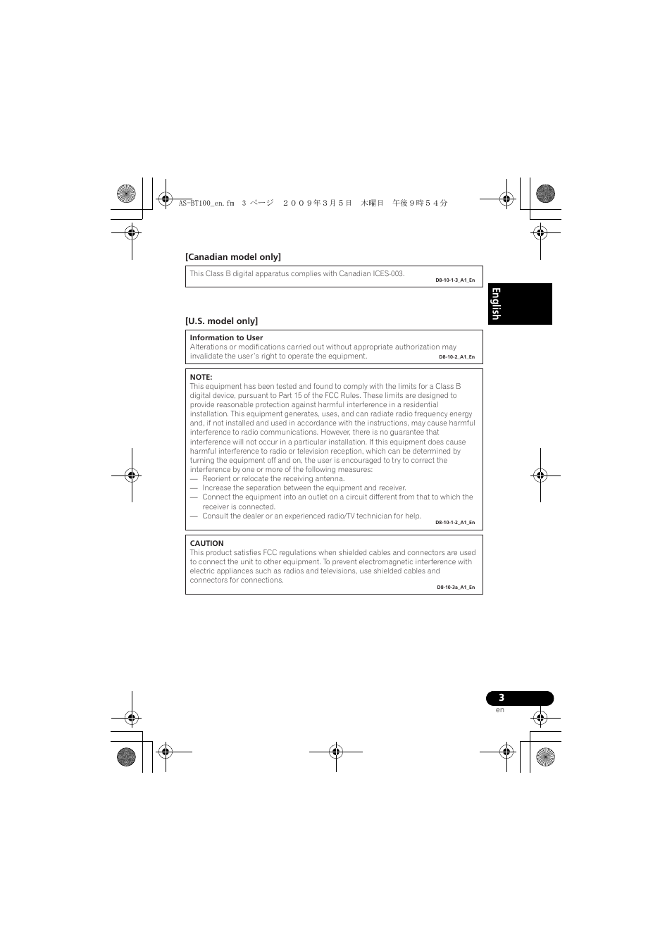 English | Pioneer AS-BT100 User Manual | Page 3 / 60