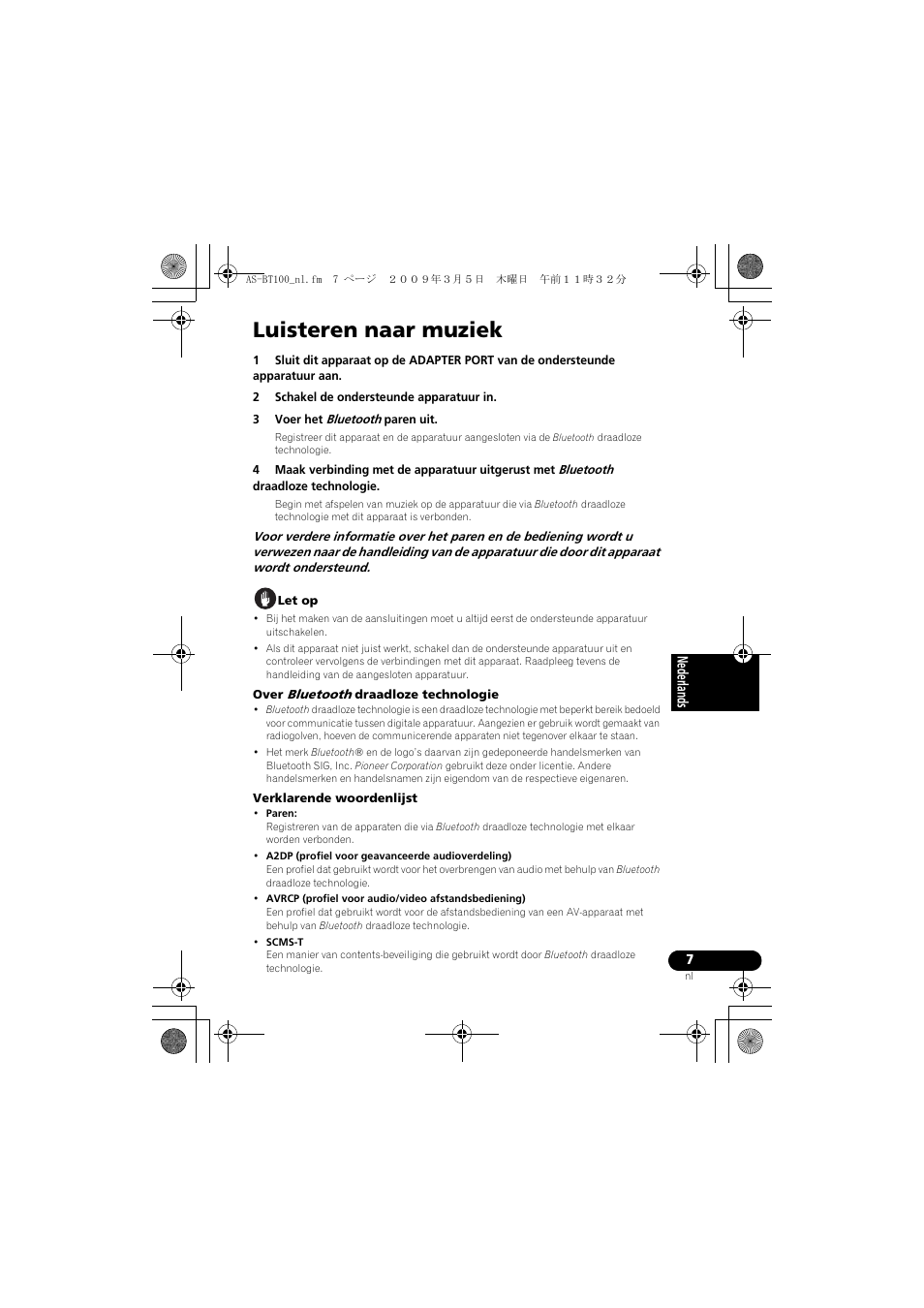 Luisteren naar muziek | Pioneer AS-BT100 User Manual | Page 39 / 60
