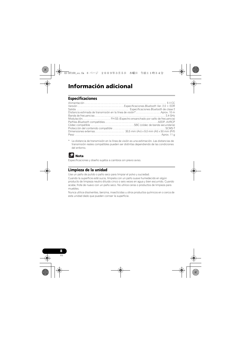 Información adicional | Pioneer AS-BT100 User Manual | Page 48 / 60