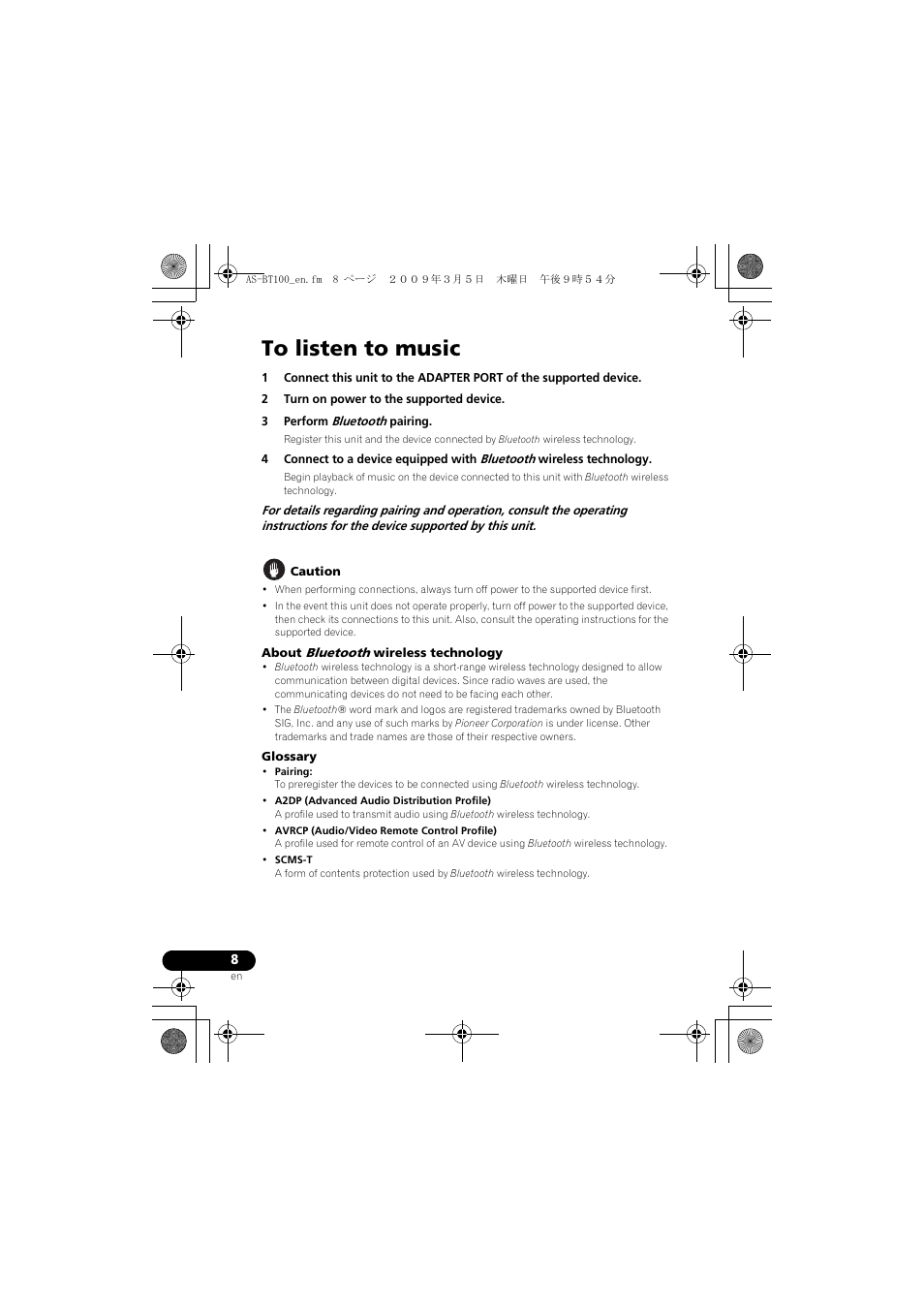 Pioneer AS-BT100 User Manual | Page 8 / 60