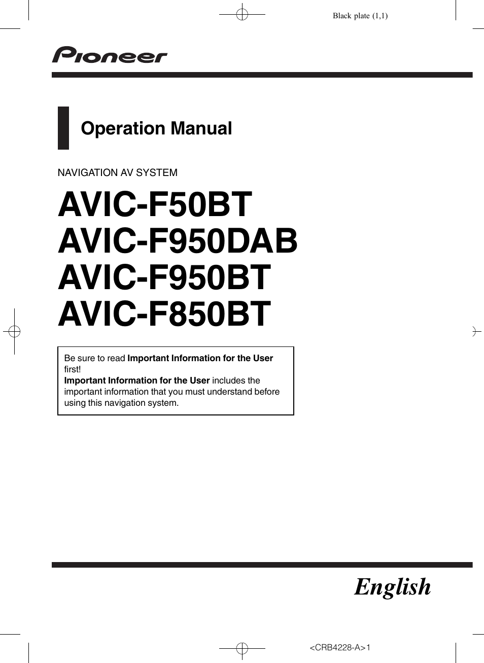 Pioneer AVIC-F850BT User Manual | 208 pages