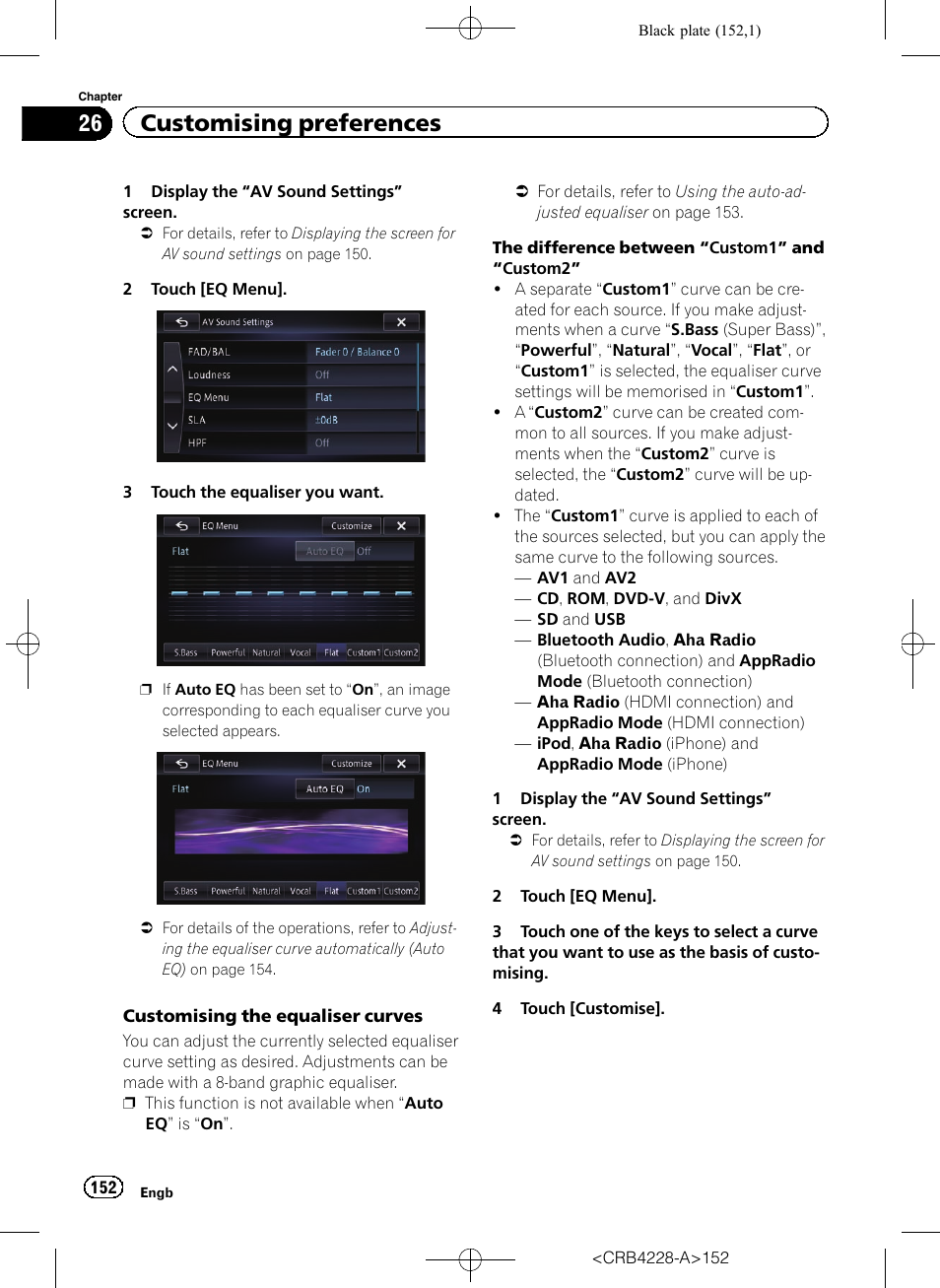 26 customising preferences | Pioneer AVIC-F850BT User Manual | Page 152 / 208