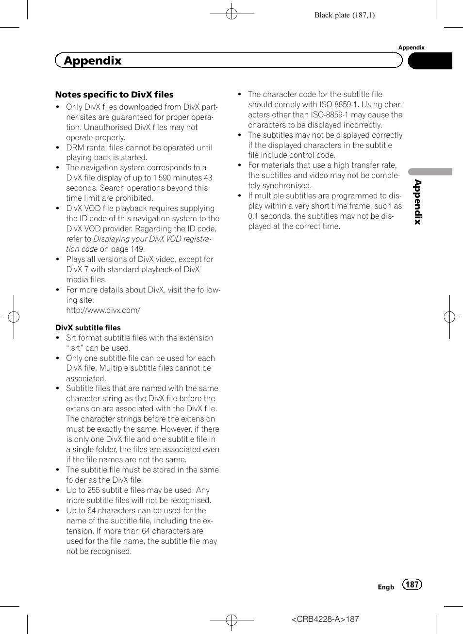 Appendix | Pioneer AVIC-F850BT User Manual | Page 187 / 208