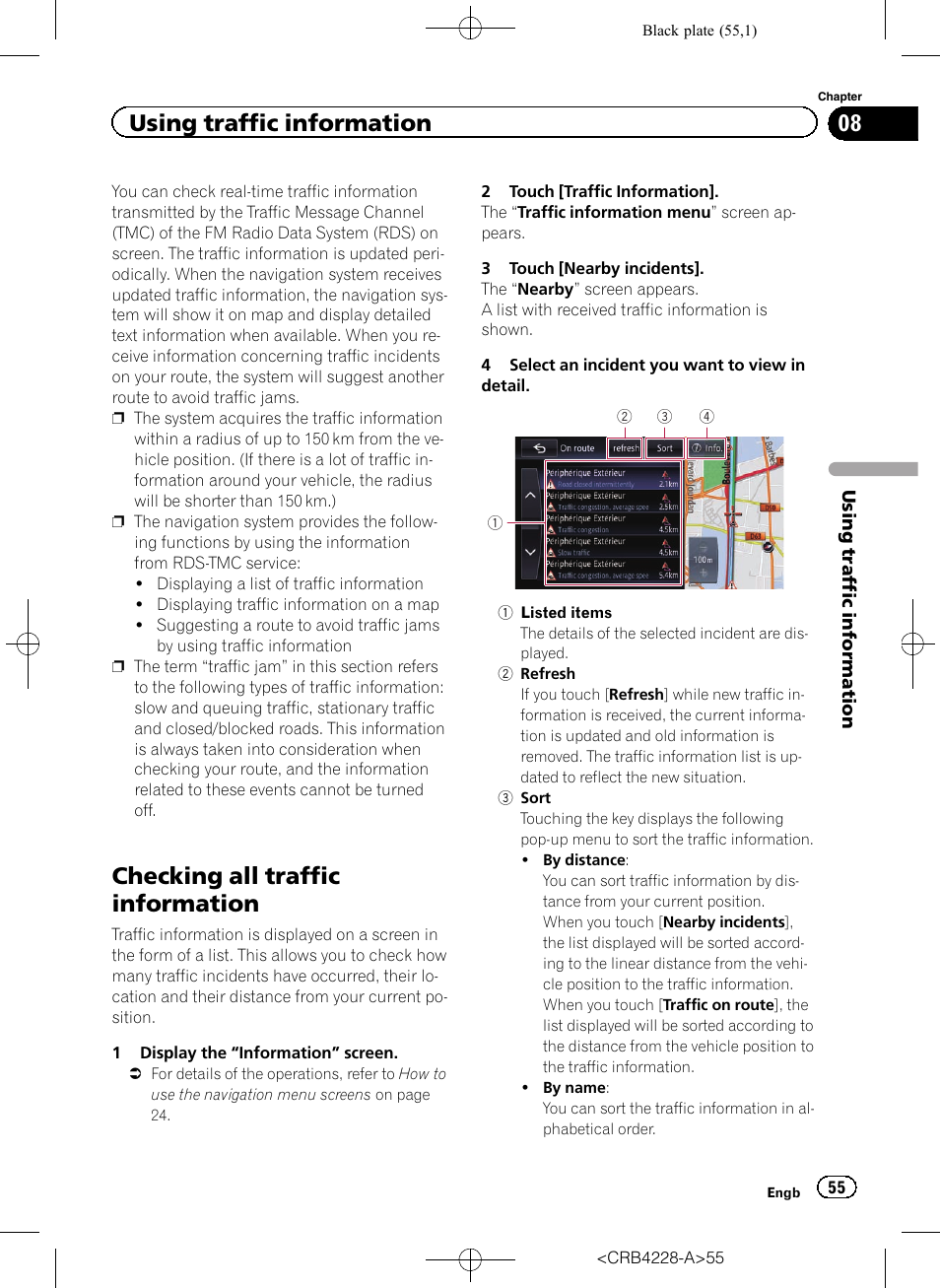 Checking all traffic information, Using traffic information | Pioneer AVIC-F850BT User Manual | Page 55 / 208