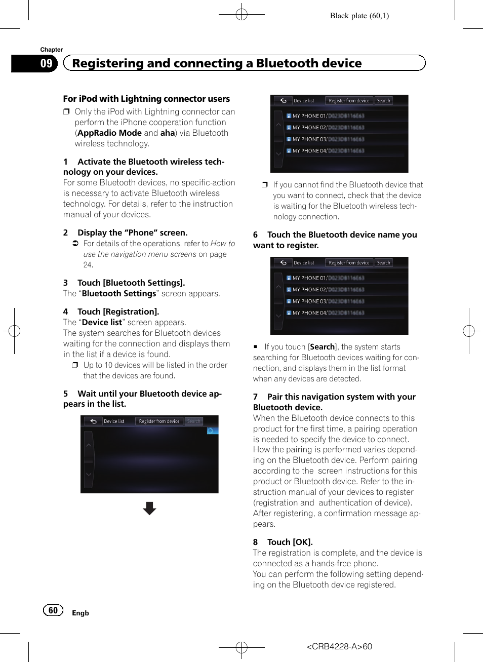 09 registering and connecting a bluetooth device | Pioneer AVIC-F850BT User Manual | Page 60 / 208