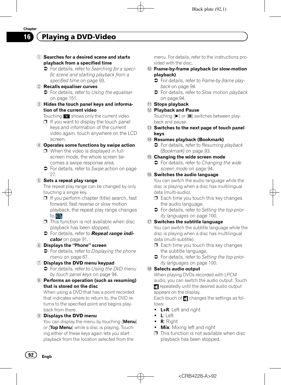 16 playing a dvd-video | Pioneer AVIC-F850BT User Manual | Page 92 / 208