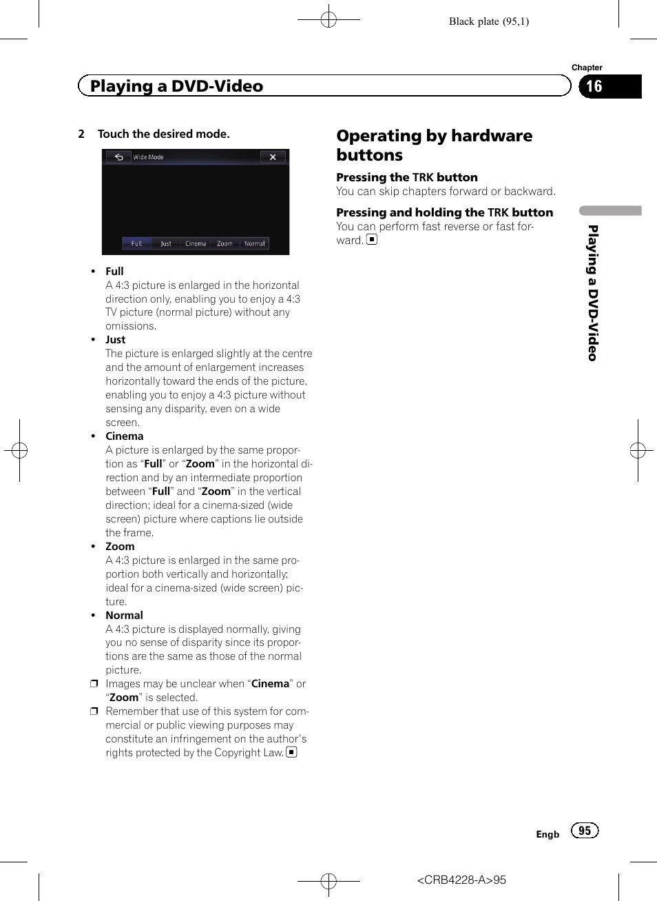 Operating by hardware buttons, Playing a dvd-video | Pioneer AVIC-F850BT User Manual | Page 95 / 208