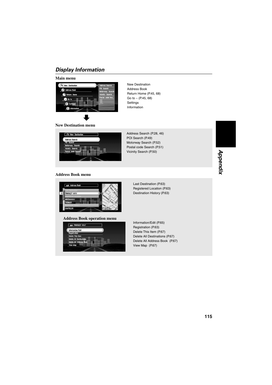 Display information, Appendix display information | Pioneer AVIC-70D User Manual | Page 117 / 124