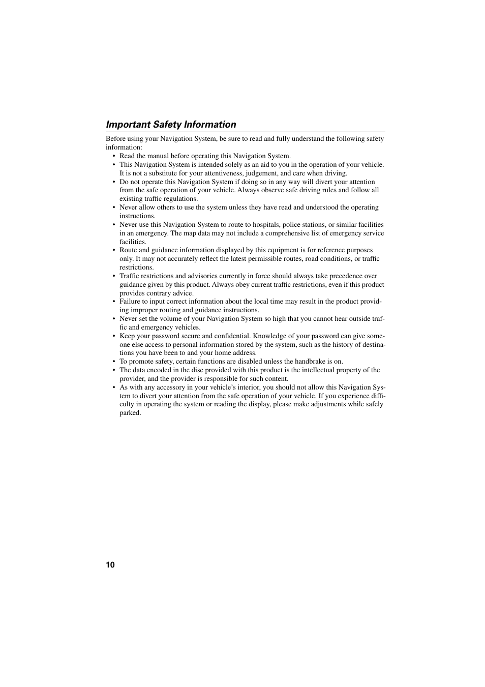 Important safety information | Pioneer AVIC-70D User Manual | Page 12 / 124
