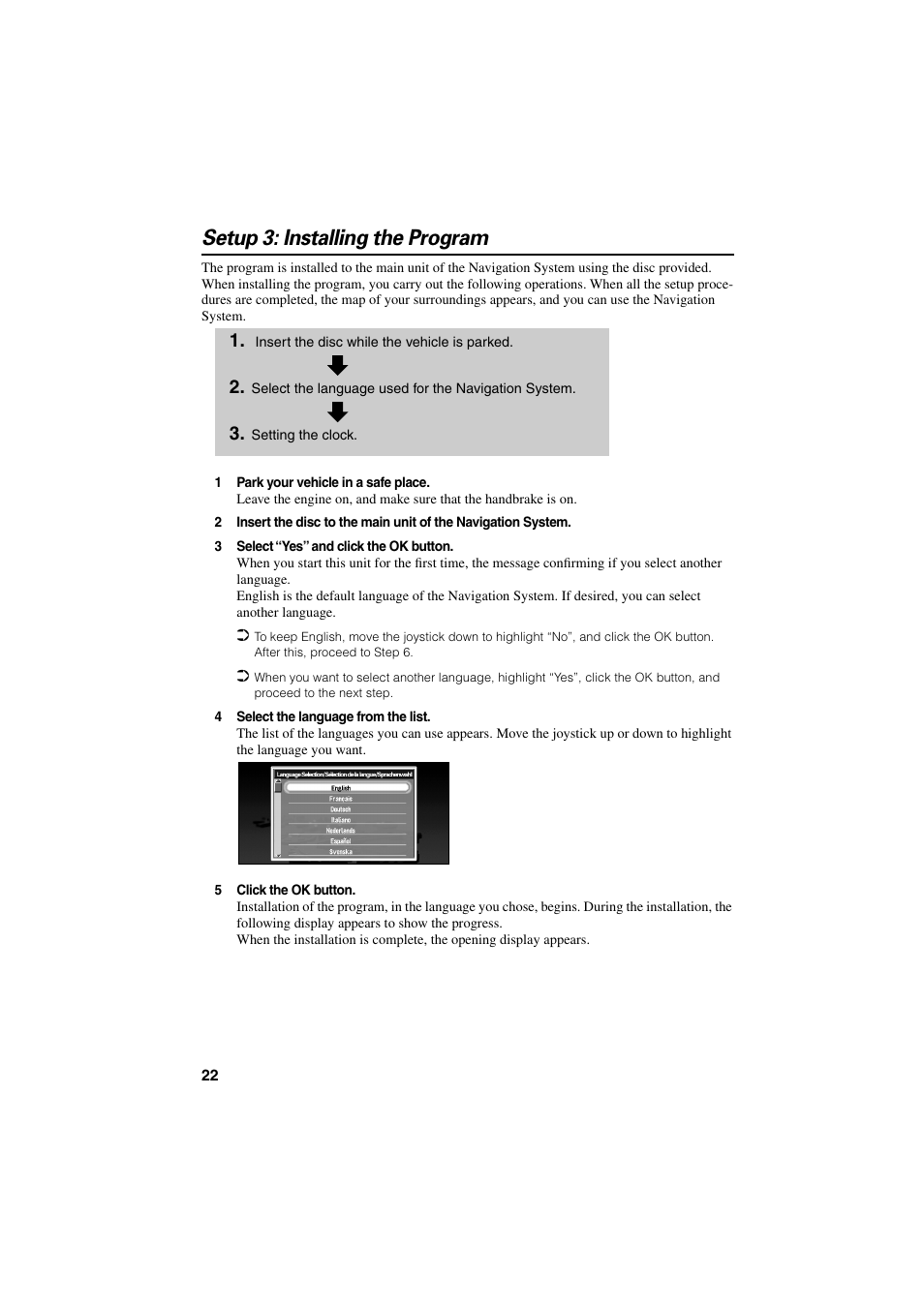 Setup3: installing the program, Setup 3: installing the program | Pioneer AVIC-70D User Manual | Page 24 / 124