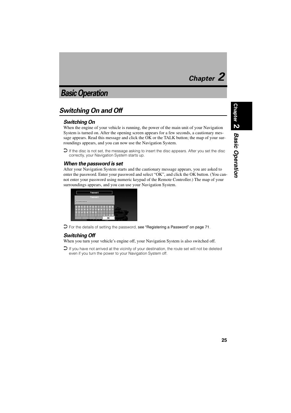 Chapter 2, Basic operation, Switching on and off | Chapter 2, Chapter | Pioneer AVIC-70D User Manual | Page 27 / 124